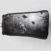 Witte Wolven Black en White Leaf ons alleen Golfheadcover (Voorkant)