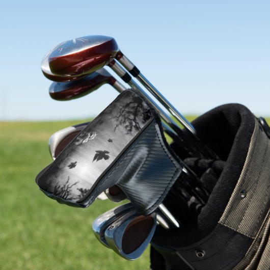Witte Wolven Black en White Leaf ons alleen Golfheadcover (Insitu)