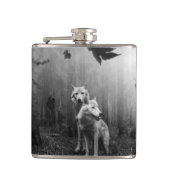 Witte Wolven Black en White Leaf ons alleen Heupfles (Voorkant)