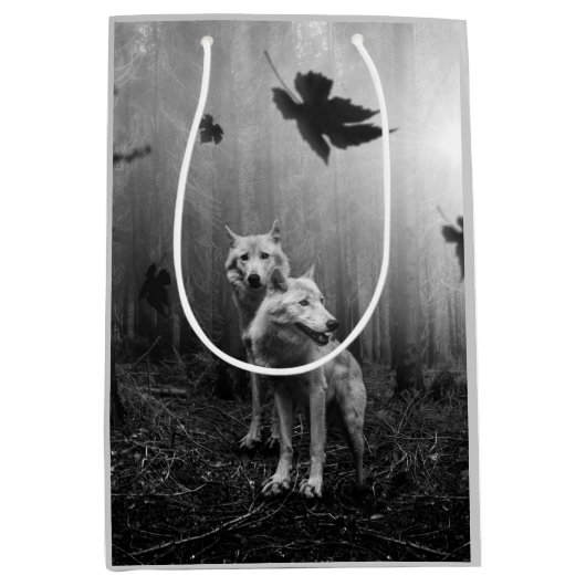 Witte Wolven Black en White Leaf ons alleen Medium Cadeauzakje (Voorkant)