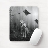 Witte Wolven Black en White Leaf ons alleen Muismat (Met muis)