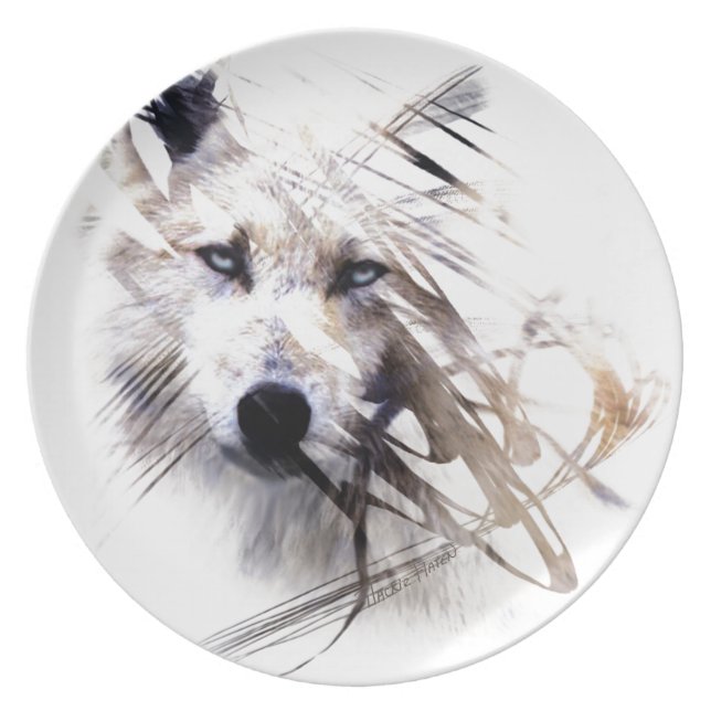 Witte wolven dierlijke kunst melamine+bord (Voorkant)