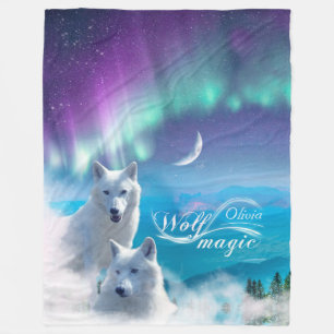 Witte wolven gepersonaliseerd fleece deken