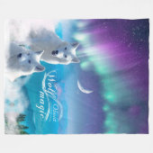 Witte wolven gepersonaliseerd fleece deken (Voorkant (Horizontaal))
