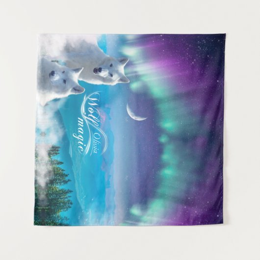 Witte wolven gepersonaliseerd wandkleed (Voorkant (horizontaal))