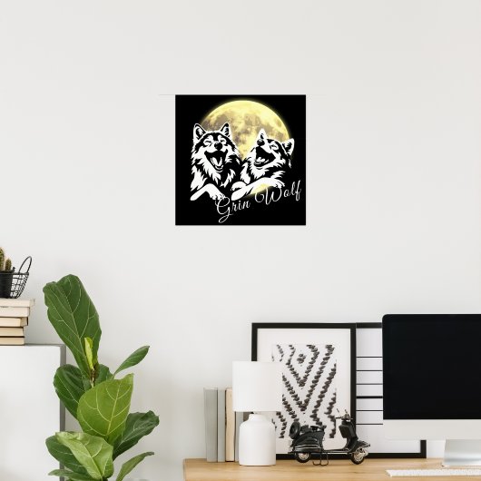 Witte wolven 'Grin Wolf' Poster (Thuiskantoor)