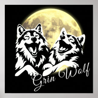 Witte wolven 'Grin Wolf' Poster
