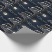 Witte wolven in de volle maan cadeaupapier (Hoek)
