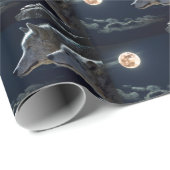 Witte wolven in de volle maan cadeaupapier (Rol Hoek)