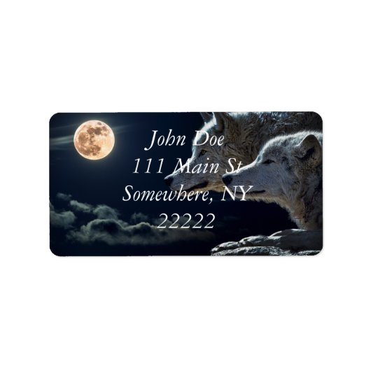 Witte wolven in de volle maan etiket (Voorkant)
