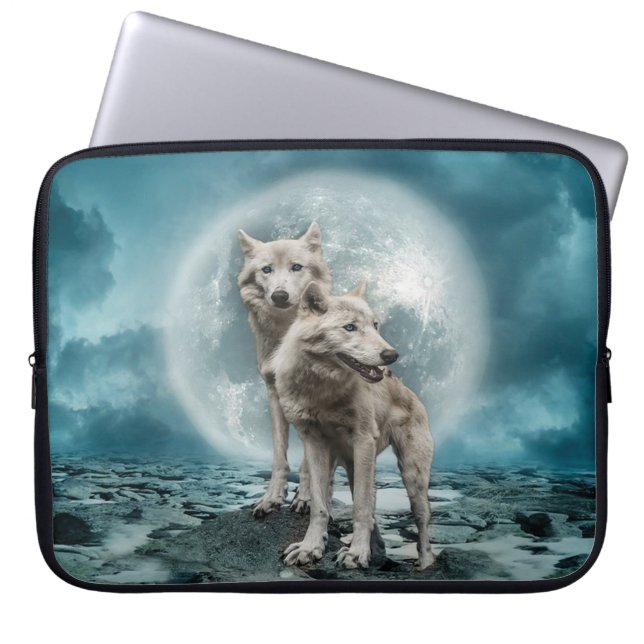 Witte Wolven Laptop Sleeve (Voorkant)