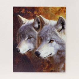 Witte wolven portretpuzzel legpuzzel