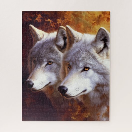 Witte wolven portretpuzzel legpuzzel (Verticaal)