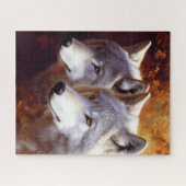 Witte wolven portretpuzzel legpuzzel (Horizontaal)