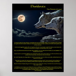 Witte wolven van Desiderata op een poster aan de b