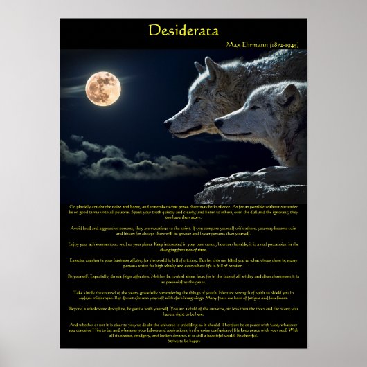 Witte wolven van Desiderata op een poster aan de b (Voorkant)