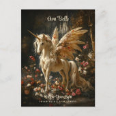 Witte Woud Eenhoorn Bloemen Pegasus Aanmoediging Briefkaart (Voorkant)