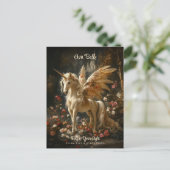 Witte Woud Eenhoorn Bloemen Pegasus Aanmoediging Briefkaart (Staand voorkant)