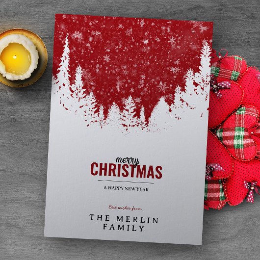 Witte Woud en Sneeuw Vrolijke Kerstvakantie Kaart