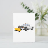 Witte Y Pick Up Sneeuwploeg Cartoon Briefkaart (Staand voorkant)