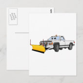 Witte Y Pick Up Sneeuwploeg Cartoon Briefkaart (Voorkant / Achterkant)