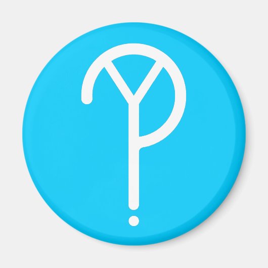 Witte Y? Symbool- op blauw Magneet (Voorkant)