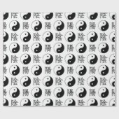 Witte Yinyang Symbool Chinese Patroon Cadeaupapier (Vlak)