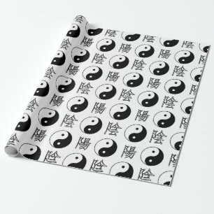 Witte Yinyang Symbool Chinese Patroon Cadeaupapier