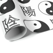 Witte Yinyang Symbool Chinese Patroon Cadeaupapier (Rol Hoek)