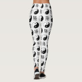 Witte Yinyang Symbool Chinese Patroon Leggings (Achterkant)