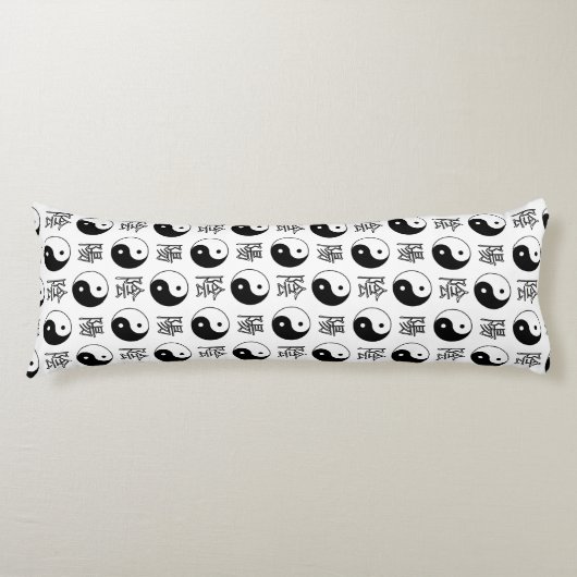 Witte Yinyang Symbool Chinese Patroon Lichaamskussen (Voorkant)