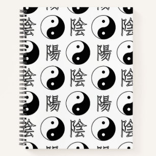 Witte Yinyang Symbool Chinese Patroon Notitieboek