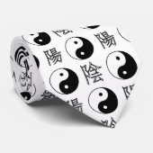 Witte Yinyang Symbool Chinese Patroon Stropdas (Opgerold)