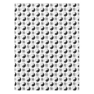 Witte Yinyang Symbool Chinese Patroon Tafelkleed