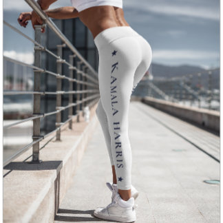 Witte Yoga Leggings met Kamala Harris print