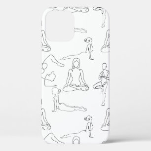 witte yoga posities lijntekeningen Case-Mate iPhone case