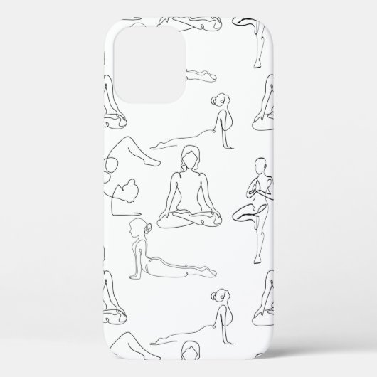 witte yoga posities lijntekeningen Case-Mate iPhone case (Achterkant)