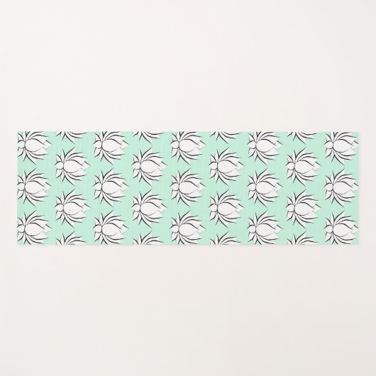 Witte yogha met een motief van lotusbloem yogamat (Voorkant (horizontaal))