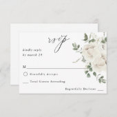 Witte zachte bloemen en eucalyptus geen koraal RSV RSVP Kaartje (Voorkant / Achterkant)