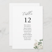 Witte Zachte Bloemen Tafel Aantal Zitkaarten Kaart (Voorkant / Achterkant)