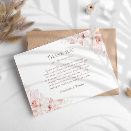 Witte & Zachte Blush Rozen Huwelijk Bedankkaart