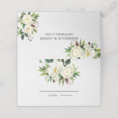 Witte zachte Rozen Plaatskaartje (Buitenkant ongevouwen)