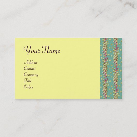 WITTE ZADEN, lichtgele groene roze Visitekaartje (Voorkant)
