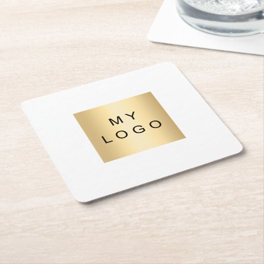 Witte zakelijke logo kartonnen onderzetters (Schuin)