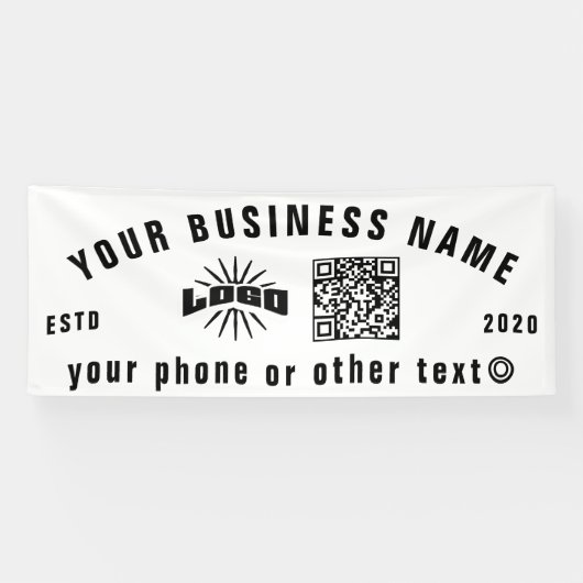 Witte Zakelijke logo Qr-code openlucht 10 ' lang V Spandoek (Horizontaal)