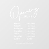 Witte Zakelijke Openingstijden Eenvoudig Modern Sc Raamsticker (Vel)