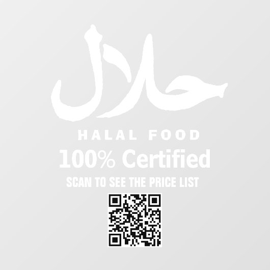Witte zakelijke QR-code Halal Raamsticker (Vel)