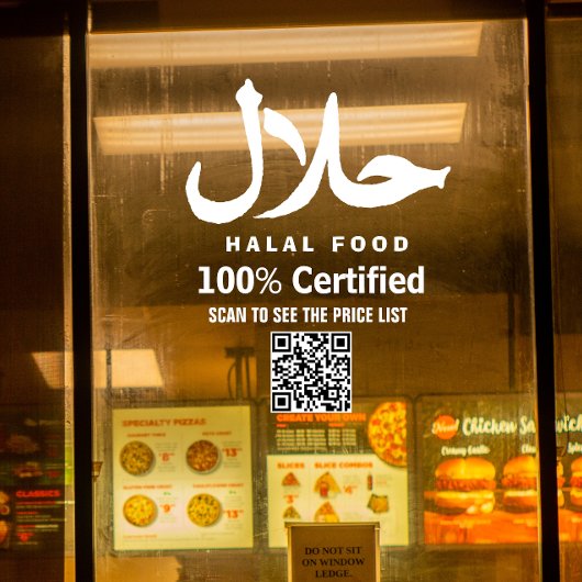 Witte zakelijke QR-code Halal Raamsticker