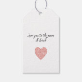 Witte zalm roze glitter hart liefde cadeaulabel (Voorkant)