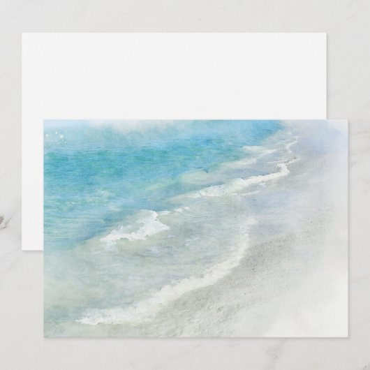 Witte zand-beugel Waterverf - Blauwgroen Aqua Turq Kaart (Voorkant / Achterkant)